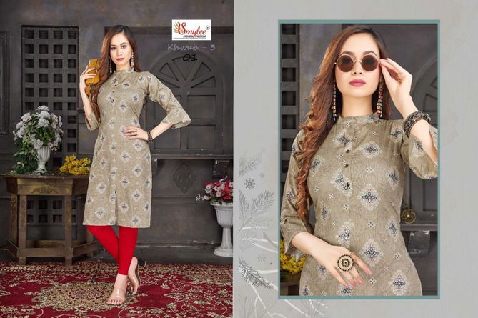 Smylee Khwab 3 Rayon Printed Regular Wear Designer Kurti Collection